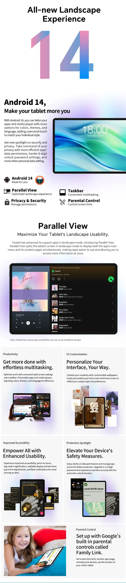 جهاز لوحي TECLAST P50 (2025) 11 إنش IPS بتردد 90Hz وأندرويد 15 وLTE، 8GB رام، 128GB، أزرق - Thumbnail 13