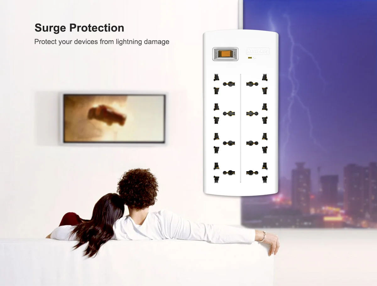Huntkey PZA801 Universal Power Strip, 8 Outlets, 3m, White - Thumbnail 5
