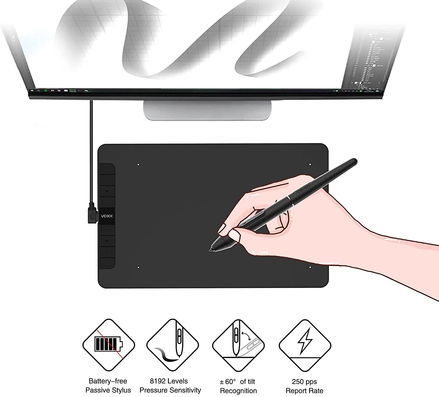 تابلت رسم VEIKK VK1060 بمساحة عمل 10×6 إنش - Image 6