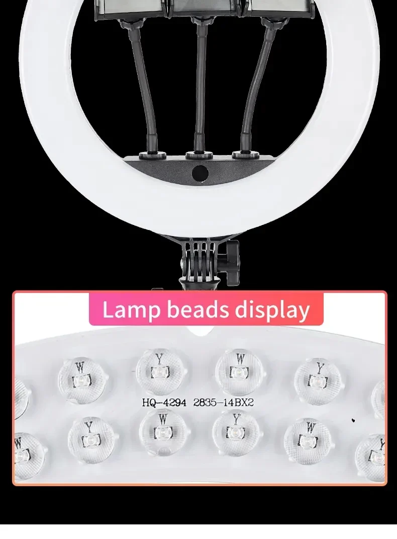 إضاءة حلقية LED Jmary FM-14R مقاس 14 إنش للبث المباشر والتصوير - أسود - Image 18