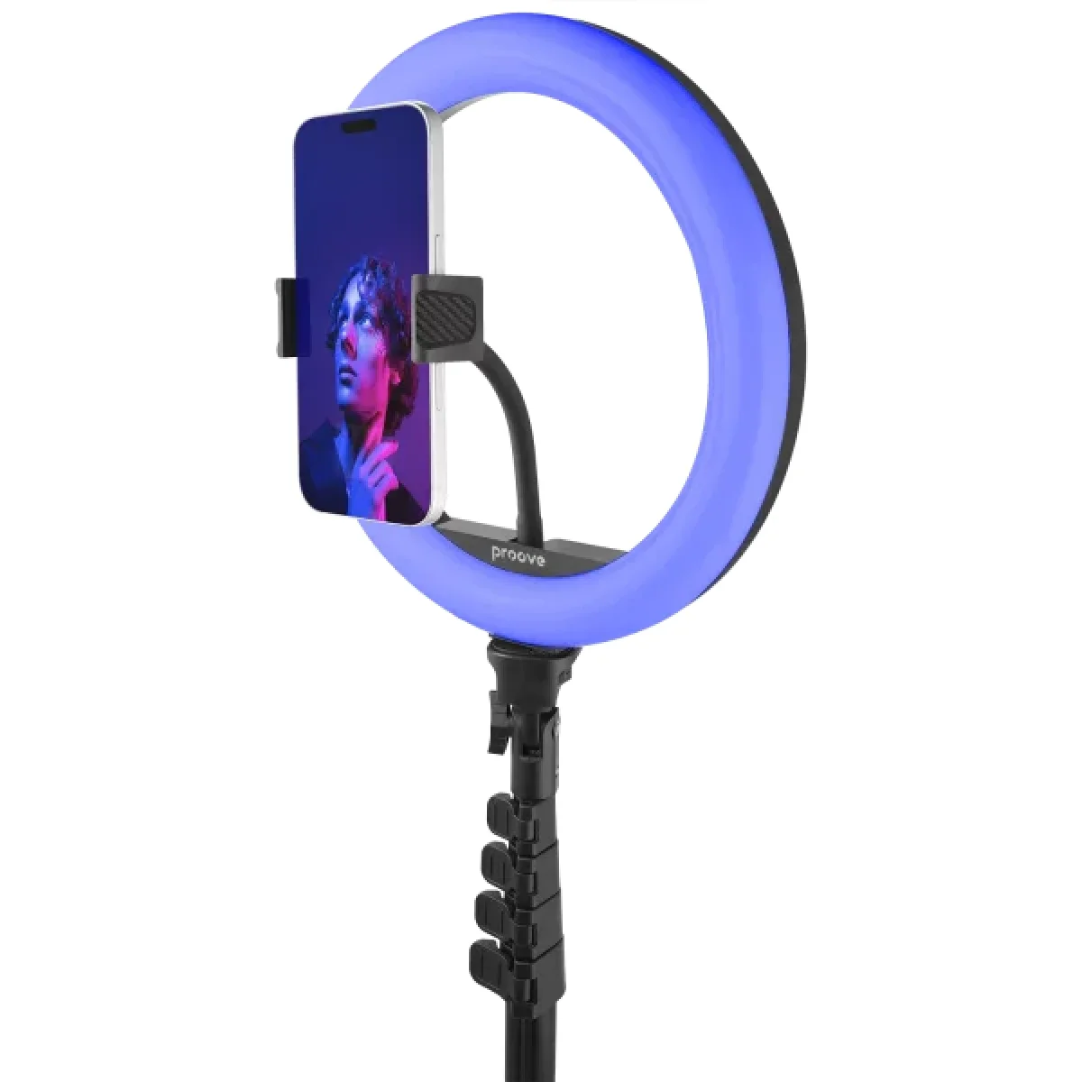 إضاءة حلقية Proove Halo 10 RGB مقاس 10 إنش بقوة 10 واط مع حامل ثلاثي 1.6 متر، أبيض (PLRL10100401) - Image 2