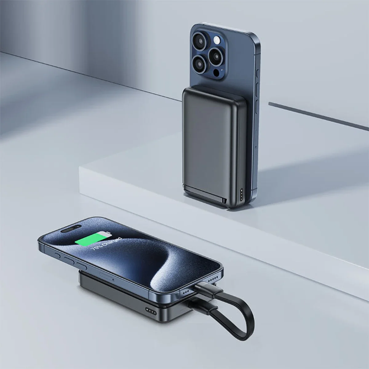 ACEFAST M11 10000mAh Qi2 15W Magnetic Wireless Power Bank with USB-C PD 30W - Black - Thumbnail 6