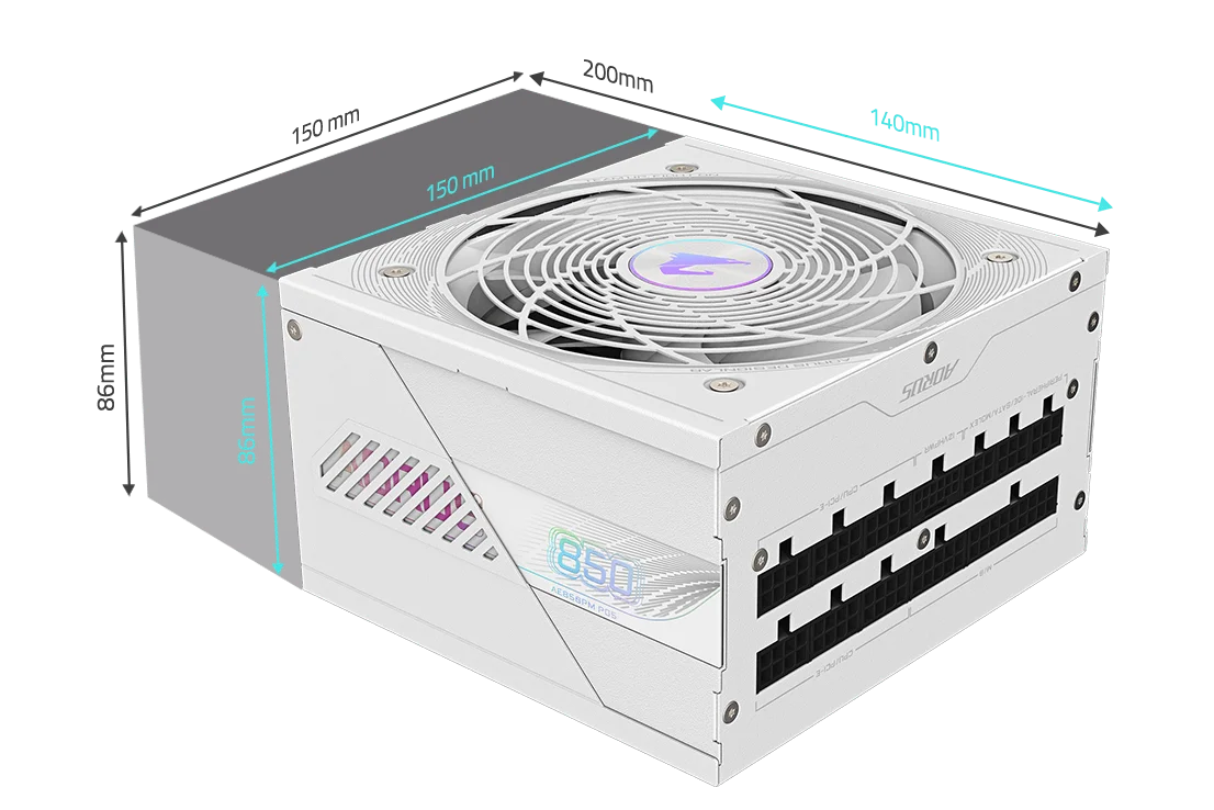 GIGABYTE AORUS ELITE P850W 850W 80 PLUS Platinum Fully Modular PCIe 5.0 Power Supply – GP-AE850PM PG5 ICE - Thumbnail 14