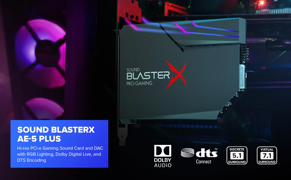 بطاقة صوت للألعاب Creative Sound BlasterX AE-5 Plus PCIe مع DAC - Thumbnail 9