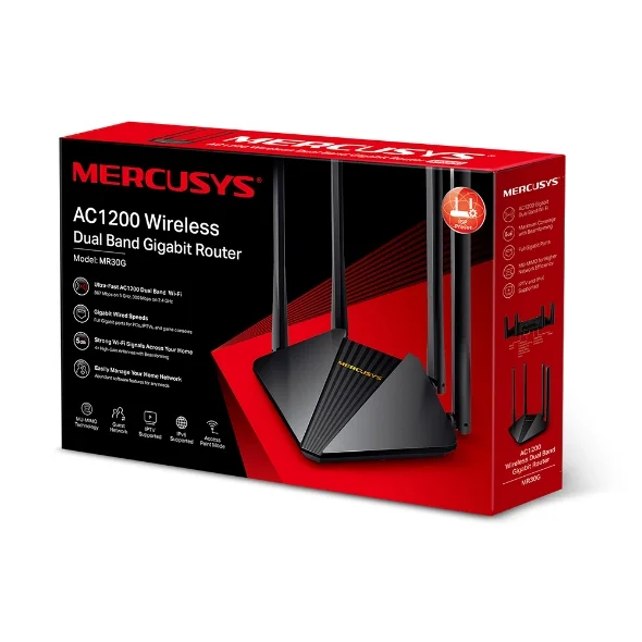 راوتر MERCUSYS MR30G AC1200 واي فاي ثنائي النطاق جيجابت مع MU-MIMO - Image 3