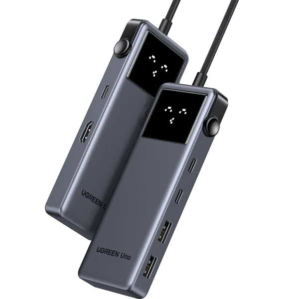 موزع USB-C من Ugreen UNO 35998 متعدد المنافذ 6 في 1 مع HDMI بدقة 4K 60Hz وقدرة 100W PD وشاشة LED - Image 1