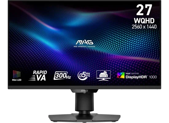 شاشة ألعاب MSI 27 إنش Rapid VA Mini-LED بدقة 2K QHD، 300 هرتز، 0.5 مللي ثانية، AMD Adaptive Sync، HDMI، DisplayPort، VESA، تعديل الميل والارتفاع، سماعة، أسود - MAG 274QPF X30MV - Thumbnail 8