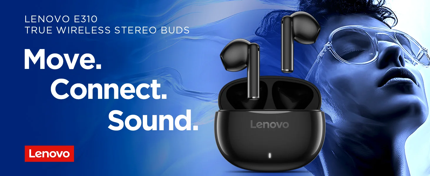 سماعات أذن Lenovo E310 لاسلكية بالكامل، Bluetooth 5.3، ENC، مشغلات 13 مم، Type-C، بطارية 20 ساعة، أسود - Image 6