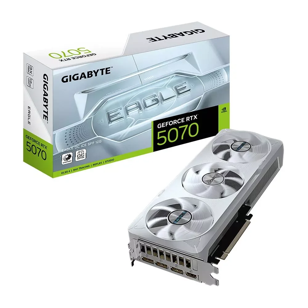 كرت شاشة GIGABYTE GeForce RTX 5070 EAGLE OC ICE SFF 12G – GV-N5070EAGLEOCICE-12GD