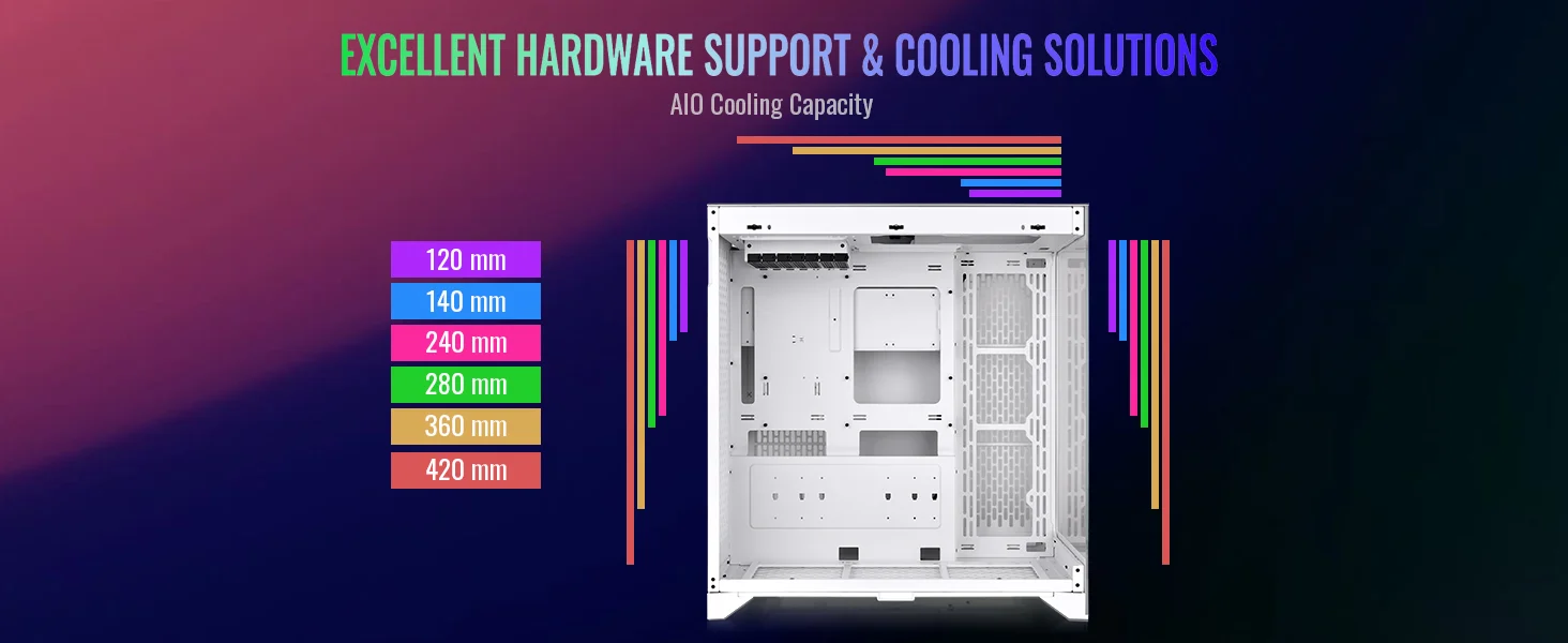 هيكل كمبيوتر Thermaltake CTE E600 MX E-ATX ميد تاور مع حامل بطاقة رسومية عائم ثلاثي الاتجاهات وكابل PCIe 4.0 بطول 400 مم - أبيض - Thumbnail 17
