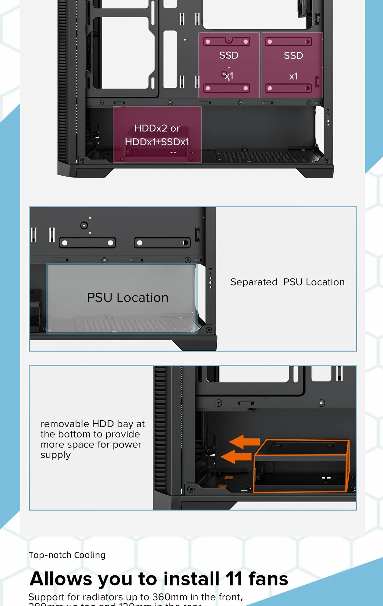 كيس كمبيوتر ألعاب GameMax Destroyer MB أسود بواجهة شبكية Micro-ATX - Image 11