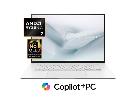 لابتوب Asus UM5606GA-SR137W Zenbook S 16 بمعالج Ryzen AI 7 445 و32GB رام و1TB SSD وشاشة OLED لمس 16 إنش 3K - Thumbnail 8