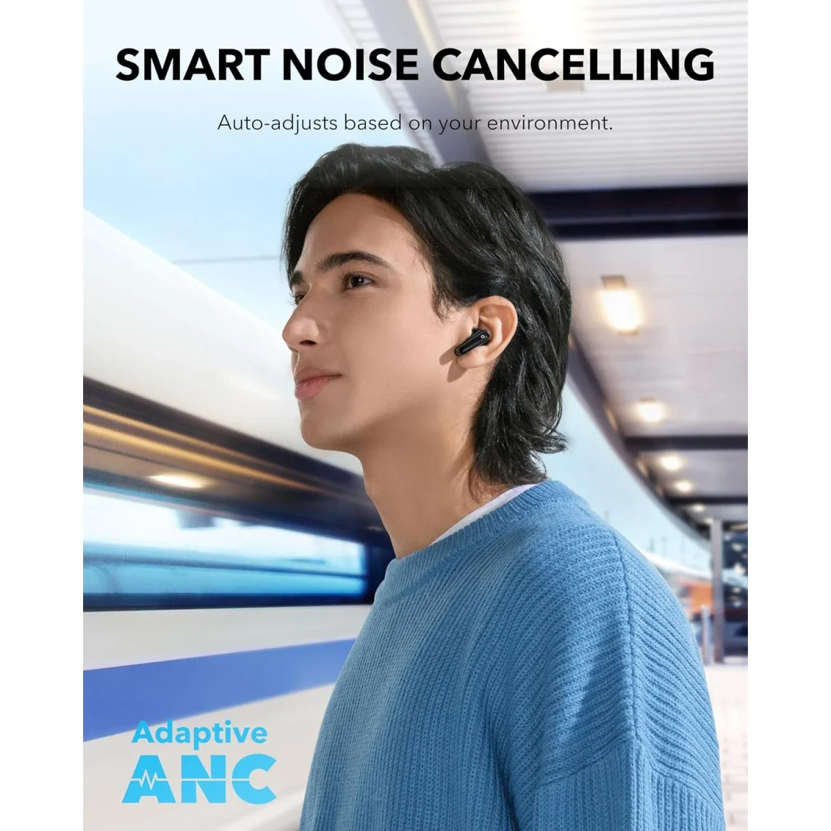 Anker Soundcore P40i Wireless Earbuds with Adaptive ANC, 11mm Drivers and 60H Playtime - Black - Thumbnail 5