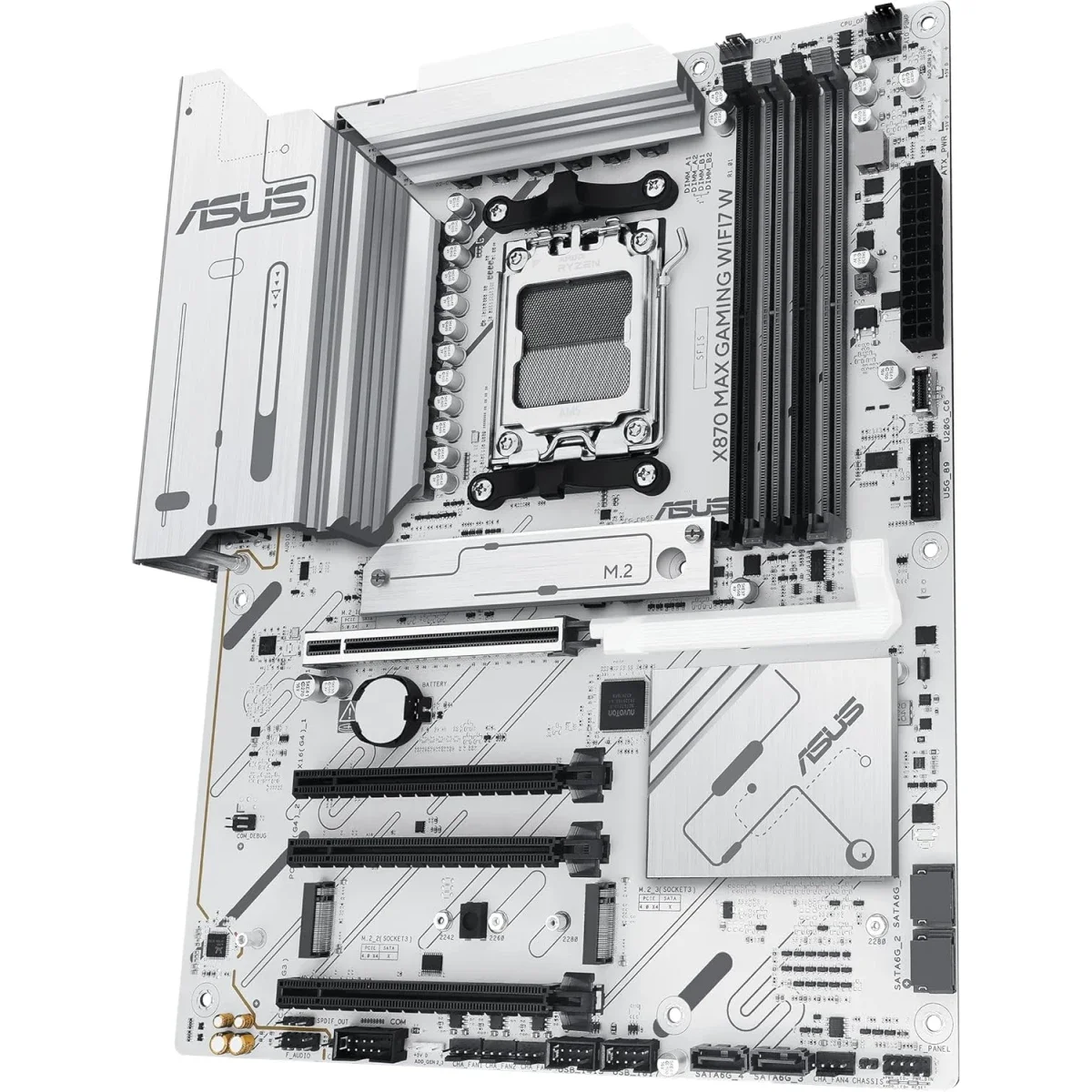 Asus X870 MAX GAMING WIFI7 W AM5 ATX Motherboard, AMD X870, DDR5, 3x M.2, Wi-Fi 7, Bluetooth 5.4, White - Image 3