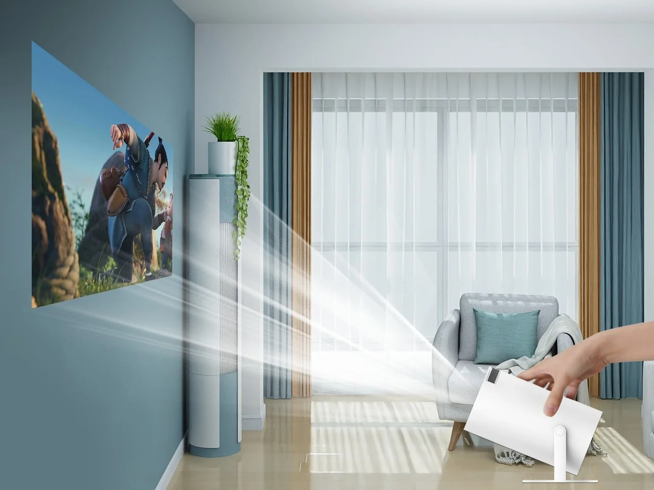 PROJECTOR Universal HY300 Ultra HD High Dynamic Range 180 Degree Flip Portable Projector - Thumbnail 7