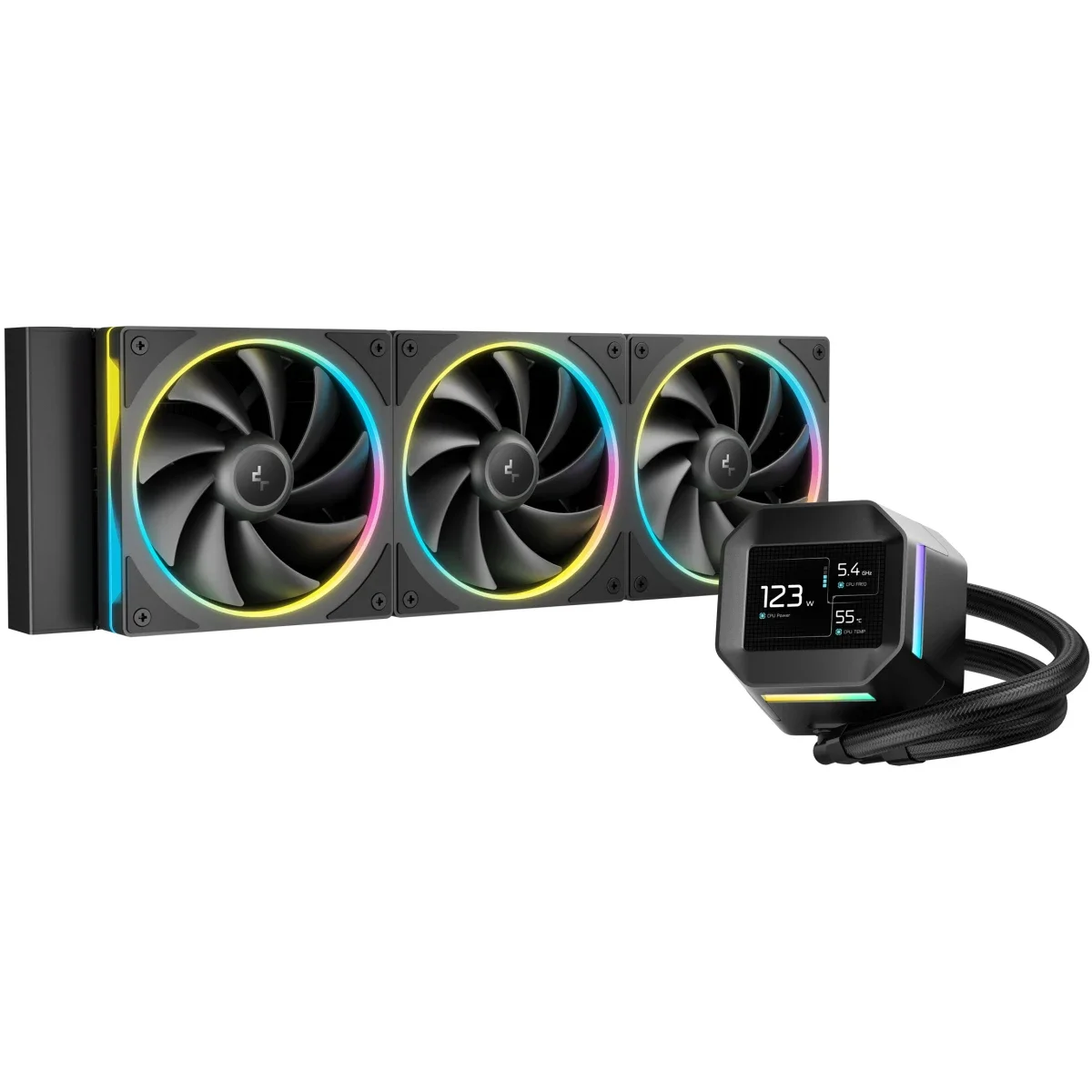 DeepCool LM360 ARGB Liquid CPU Cooler 360mm with 2.4-inch IPS Display, MP4 Support, Gen 6 Pump 3400RPM - Black - Image 2