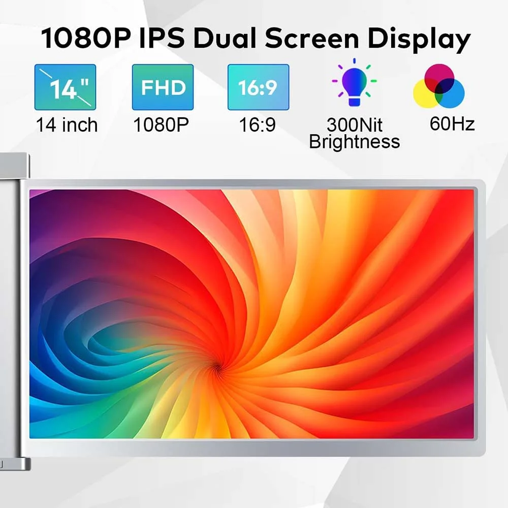 شاشة توسعة لابتوب FOPO S400 محمولة بشاشتين 14 إنش وتوصيل USB-C أو USB-A - Image 6