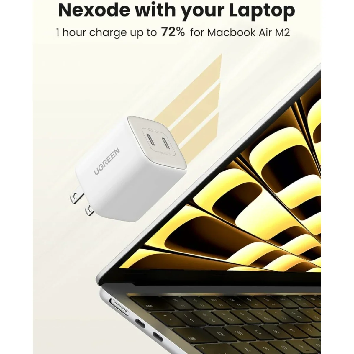 شاحن حائط Ugreen Nexode بقدرة 45W بتقنية GaN ومنفذي USB-C وUSB-A - Thumbnail 4