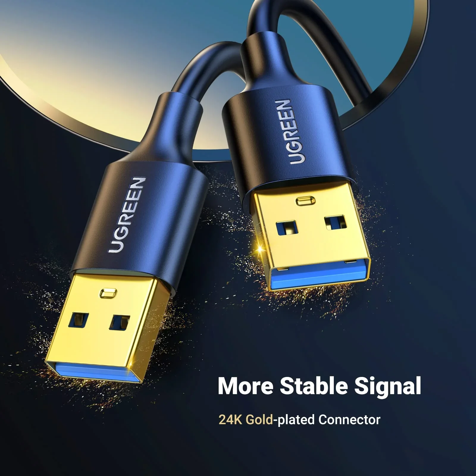 سلك Ugreen 10369 USB 3.0 ذكر إلى ذكر بسرعة 5Gbps بطول 0.5 متر أسود - Thumbnail 3