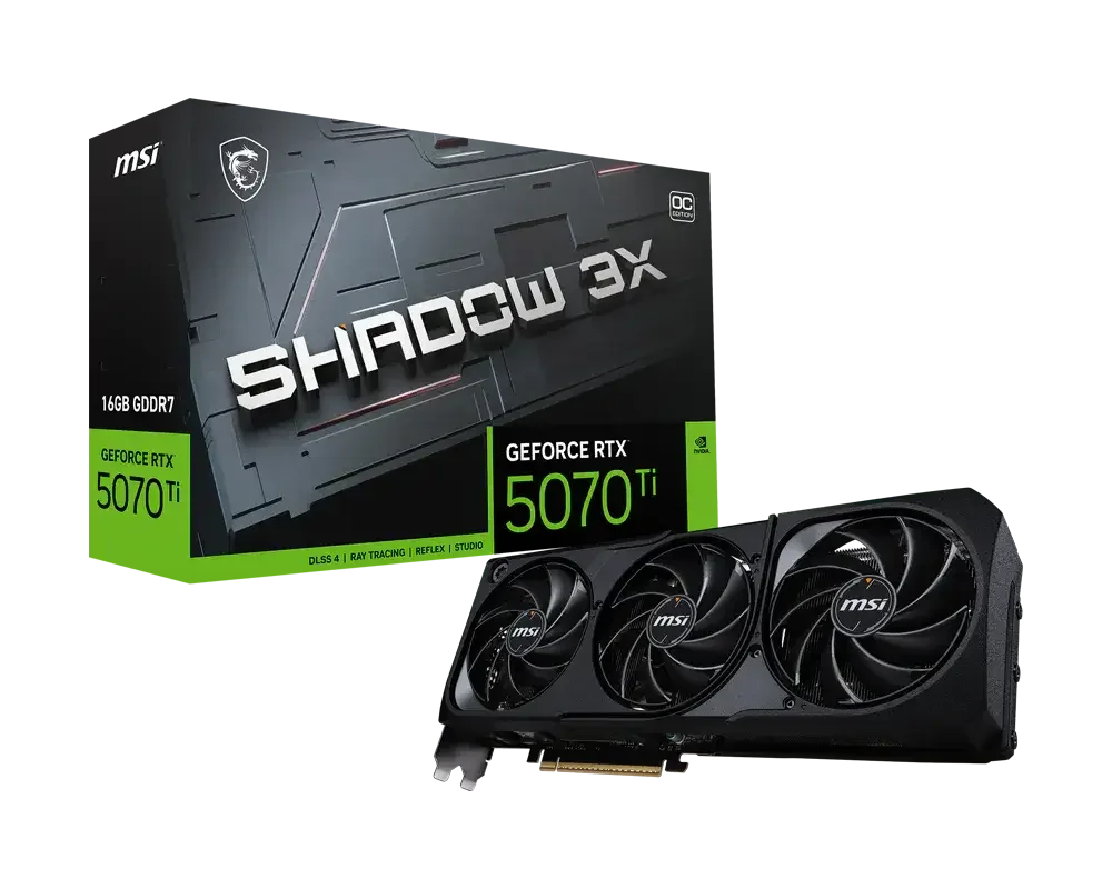 كرت شاشة MSI GeForce RTX 5070 Ti SHADOW 3X OC بسعة 16GB GDDR7 - Image 1