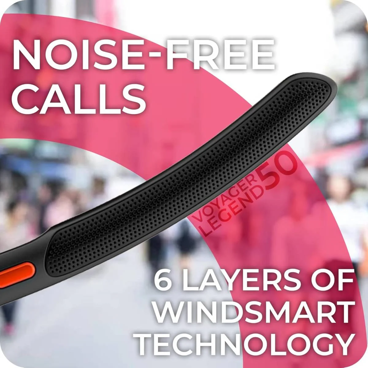 سماعة رأس Poly Voyager Legend 50 UC بلوتوث مع علبة شحن، 4 ميكروفونات، بطارية 10 ساعات ومدى 98 قدم - Image 4