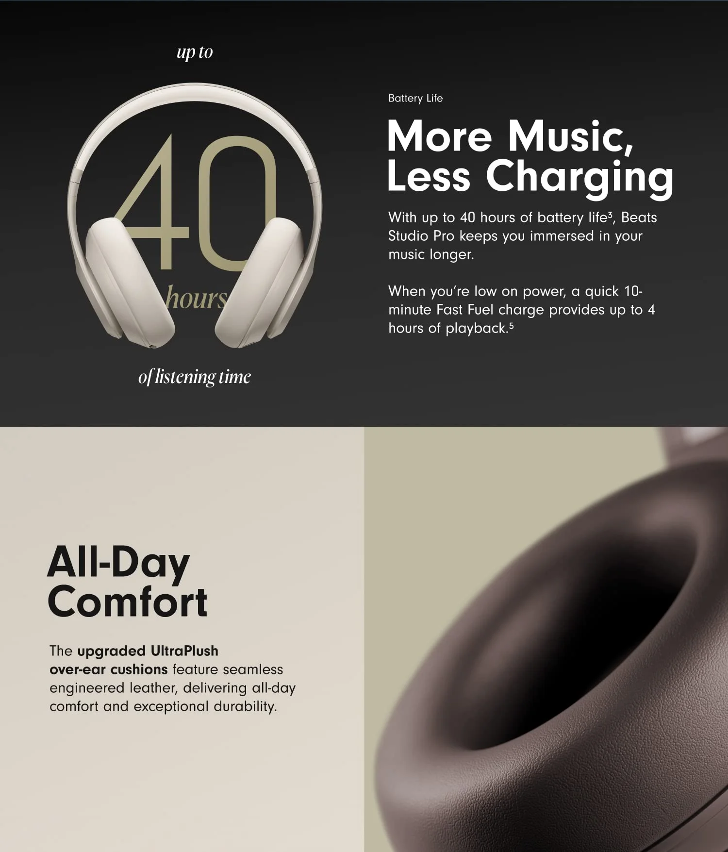 سماعات رأس فوق الأذن Beats Studio Pro لاسلكية مع إلغاء الضوضاء النشط وصوت USB-C بدون فقدان، أسود - Thumbnail 10