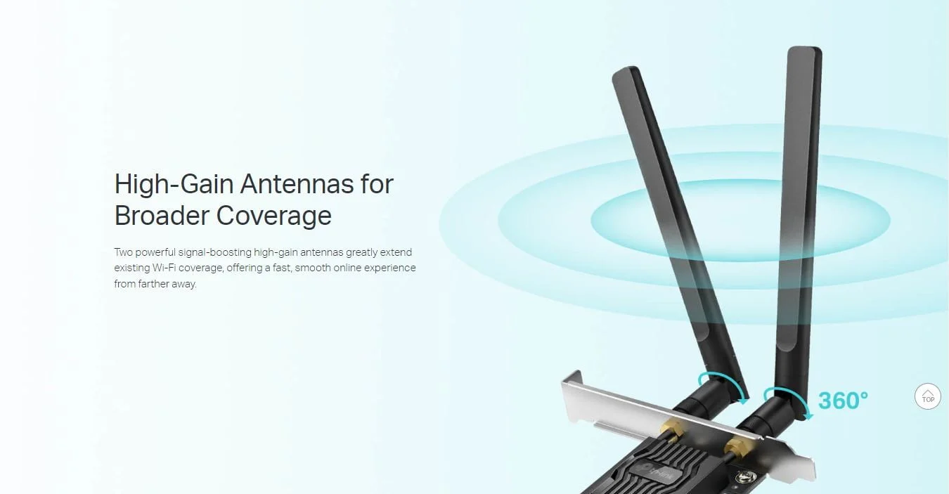 كرت شبكة TP-LINK Archer TX20E AX1800 للكمبيوتر Wi-Fi 6 وبلوتوث 5.2 PCIe بسرعة حتى 1201 Mbps على 5 GHz - Image 9