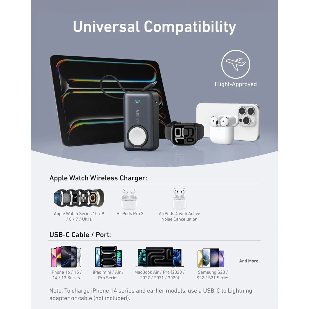 Anker MagGo Power Bank for Apple Watch 10000mAh with Built-in USB-C Cable 35W Black - Thumbnail 6