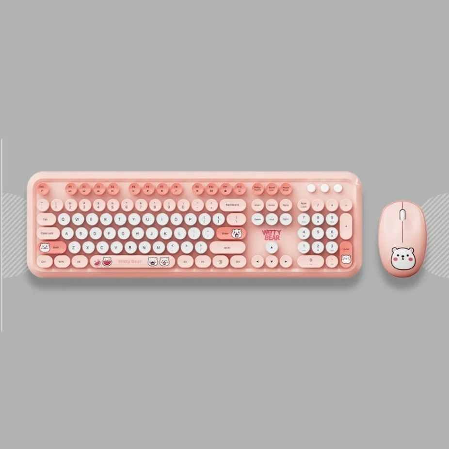 AJAZZ AT042 Wireless 2.4G Keyboard and Mouse Combo – Pink