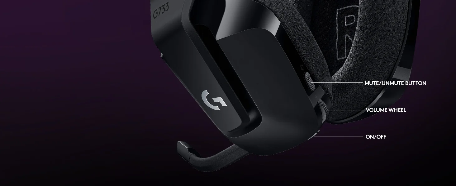سماعة ألعاب Logitech G733 لاسلكية LIGHTSPEED بإضاءة LIGHTSYNC RGB وميكروفون Blue VO!CE - ليلكي - Thumbnail 11