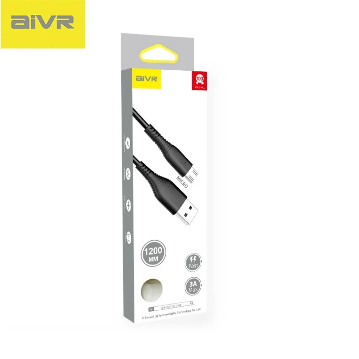 كابل شحن AIVR AK001-M Micro USB سريع بطول 1.2 متر 3 أمبير
