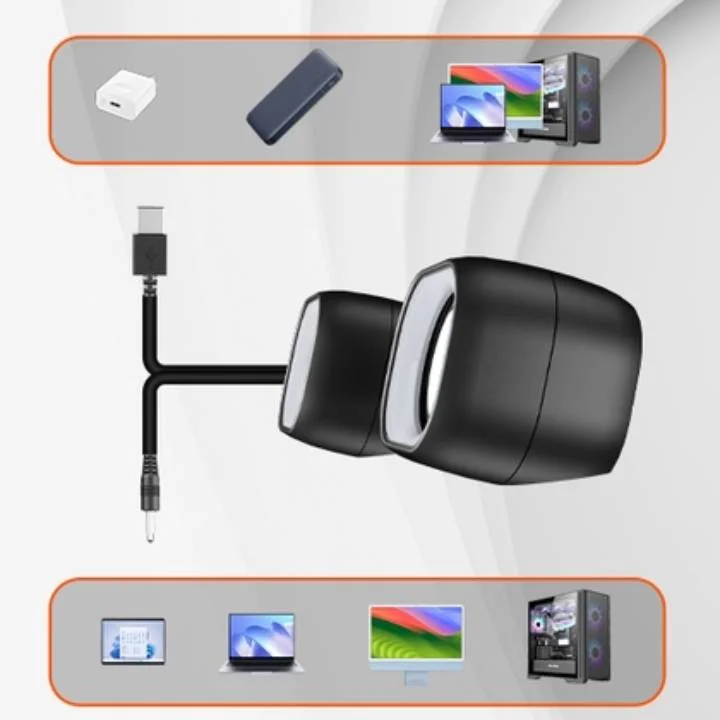 Meetion SP2010 2.0 Office Desktop Speakers, 3.5mm Headphone Jack - Thumbnail 4