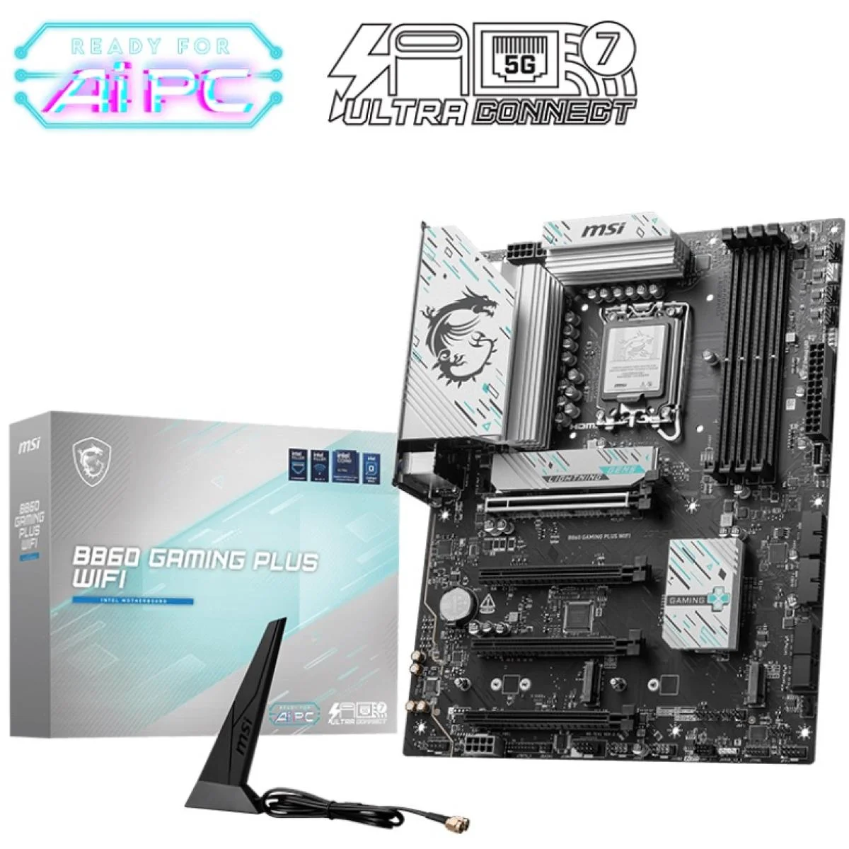 لوحة أم ألعاب MSI ATX بمقبس LGA 1851 وذاكرة DDR5 وWi-Fi 7 وPCIe 5.0 B860 GAMING PLUS WIFI