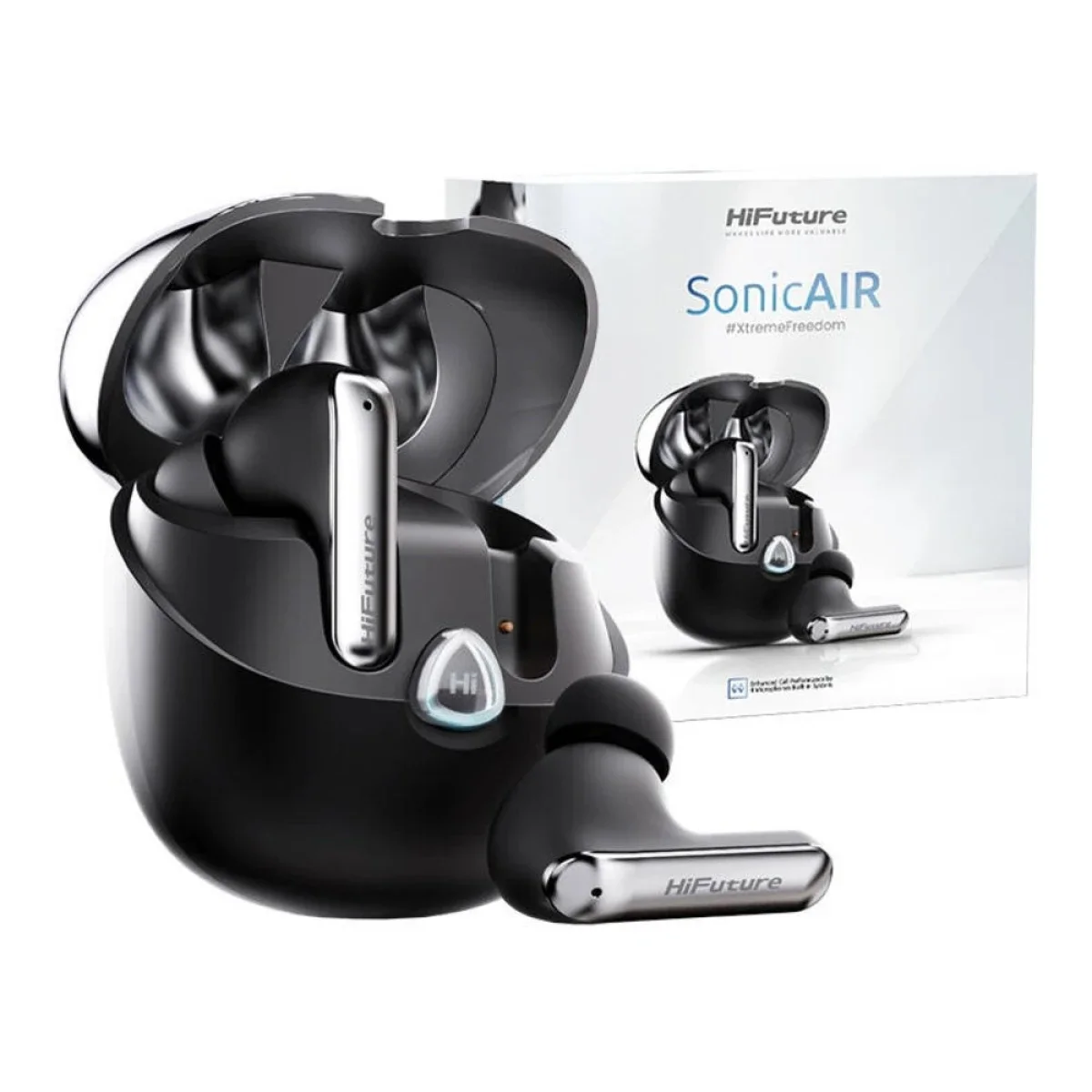 HiFuture Sonic Air TWS Earbuds with ENC, Bluetooth 5.3, 25 Hours Playtime, Black - Thumbnail 4