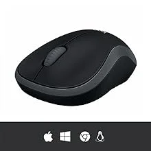 ماوس لاسلكي Logitech M185 بتردد 2.4GHz ومستقبل USB ودقة 1000 DPI رمادي Swift - Thumbnail 7