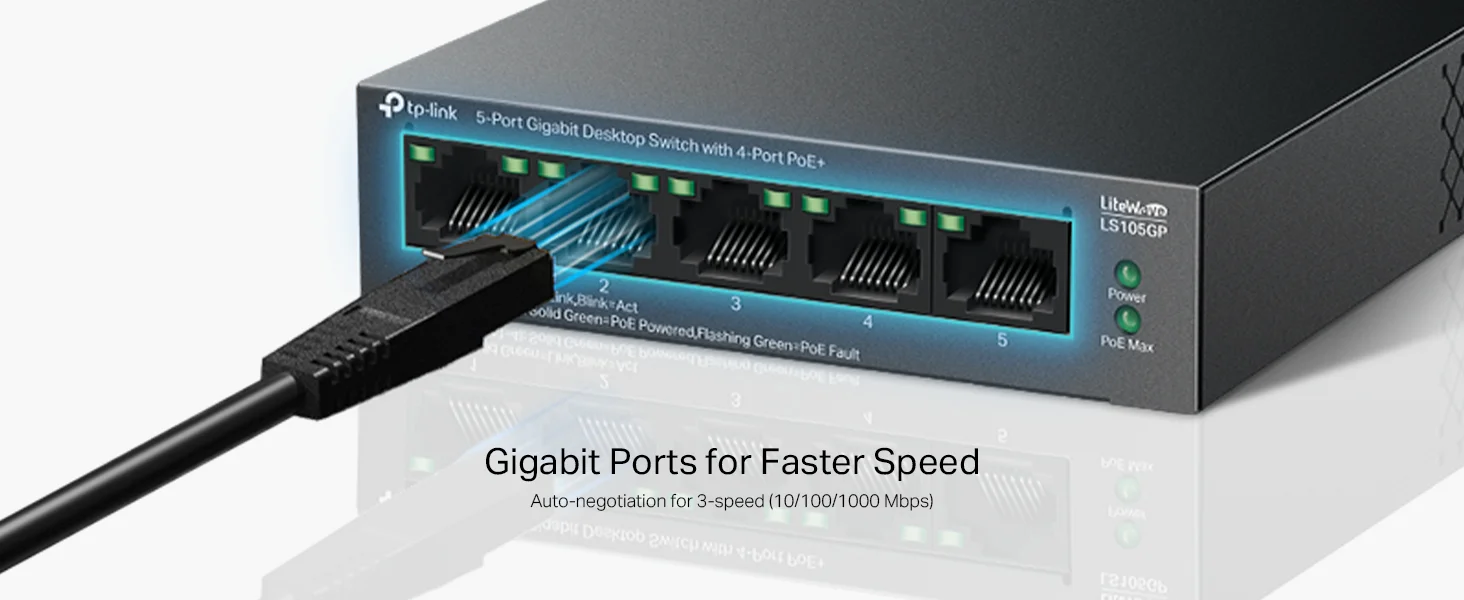 سويتش مكتبي جيجابت TP-LINK LS105GP 5 منافذ مع 4 منافذ PoE+ بقدرة 65W - Image 8