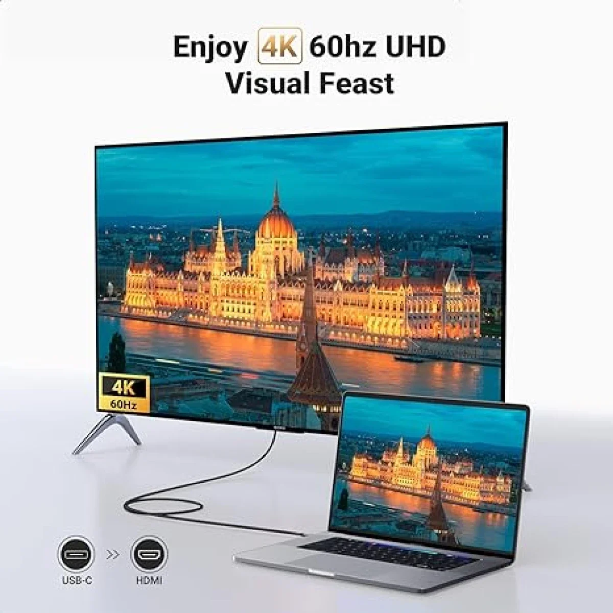 كابل Ugreen USB-C إلى HDMI ذكر إلى ذكر 1.5 متر، 4K 60Hz - Thumbnail 5