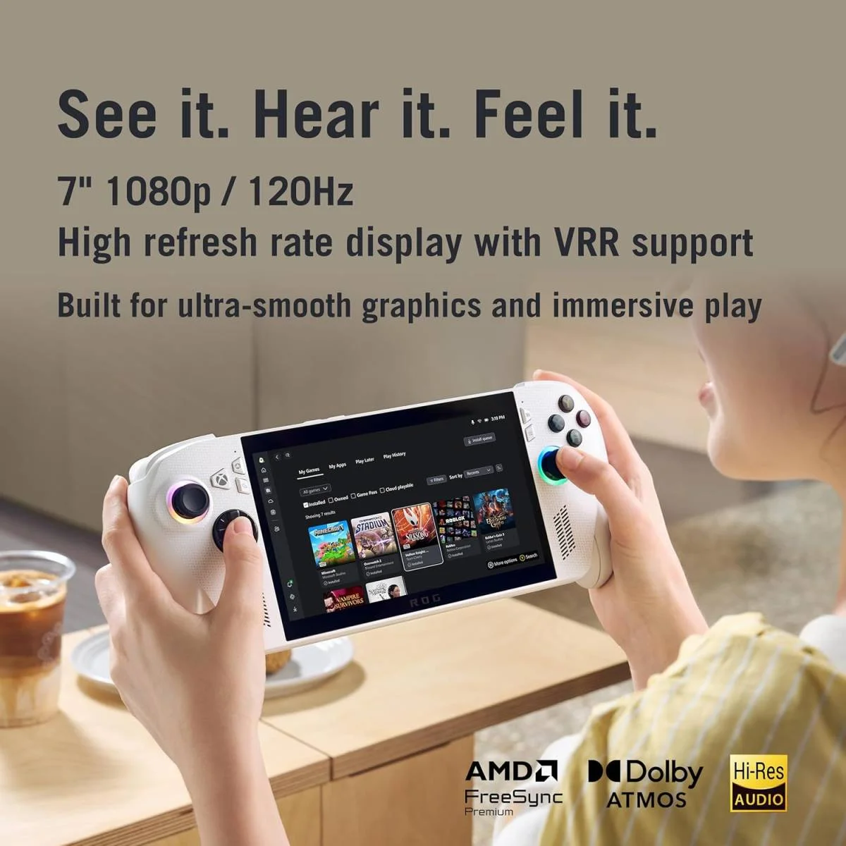 جهاز ألعاب محمول Asus ROG Xbox Ally RC73YA-NH004W بشاشة لمس 7 إنش FHD 120Hz، Ryzen Z2 A، رام 16GB، SSD 512GB، أبيض - Image 8