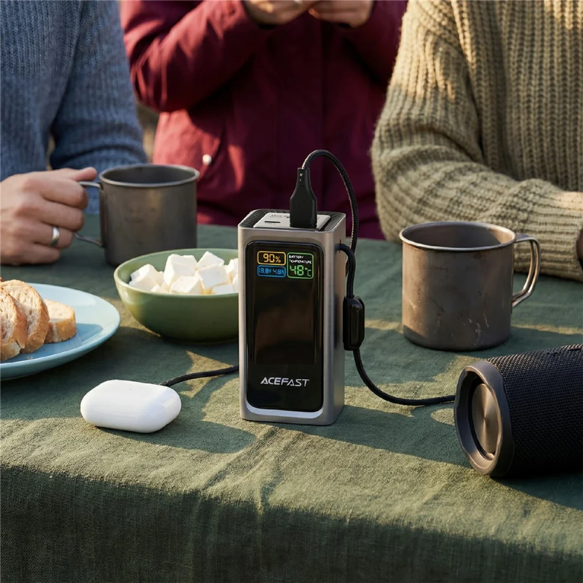 باور بانك ACEFAST M33 بسعة 20000mAh وقدرة 100W مع شاشة TFT 1.96 إنش وكابل USB-C مدمج - Image 7