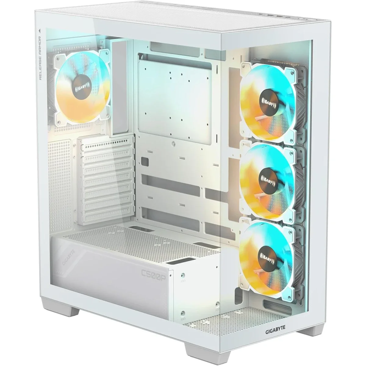 GIGABYTE C500 Panoramic Stealth Ice ATX Mid-Tower PC Case with RGB Lighting - Thumbnail 5