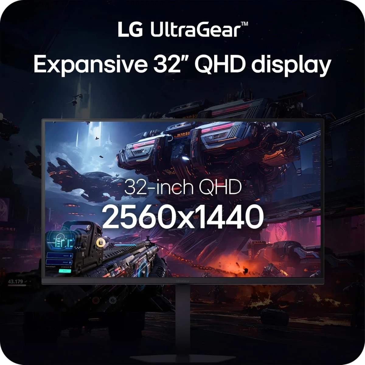 LG 32G620B-B UltraGear 32-inch IPS 2K QHD Gaming Monitor, 200Hz, 1ms, HDR10, G-SYNC Compatible, FreeSync Premium, HDMI, DisplayPort, Adjustable Stand - Thumbnail 9