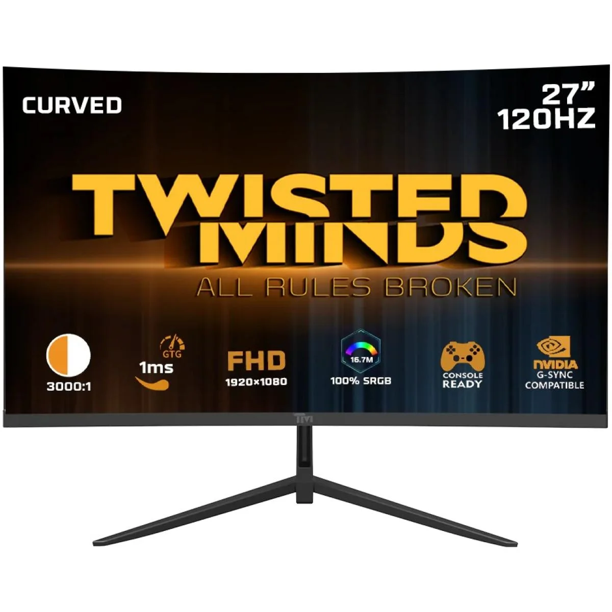 شاشة Twisted Minds TMC27F120VA مقاس 27 إنش منحنية VA FHD بتردد 120 هرتز للألعاب
