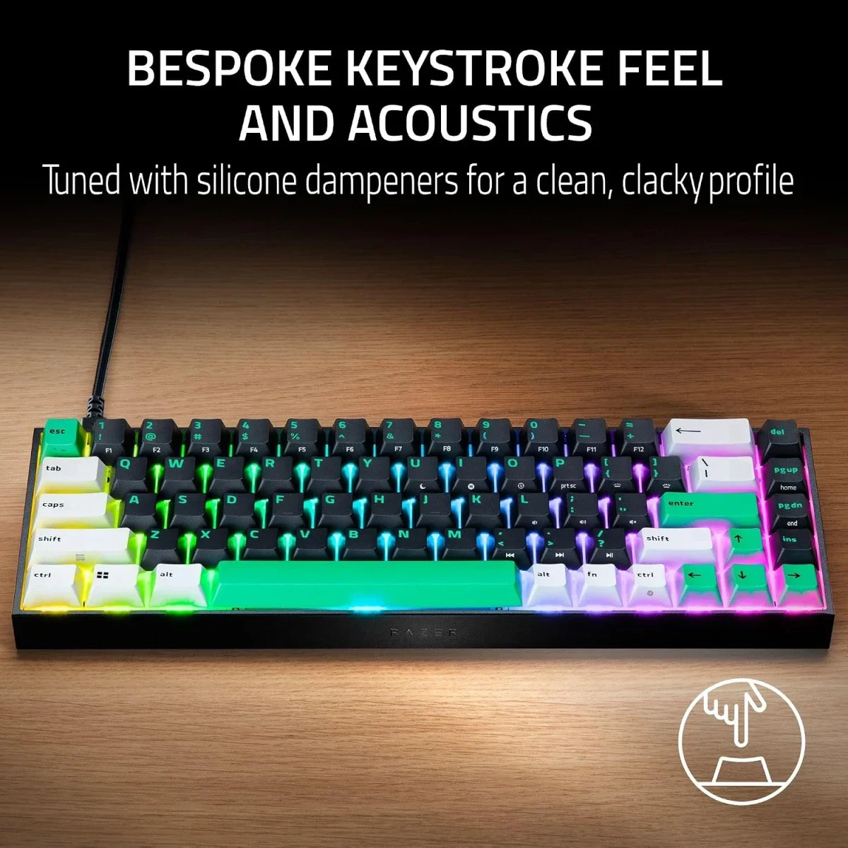 Razer Reclusa X Mini 65% Hot-Swappable Mechanical Keyboard, 3 & 5-Pin Support, Orange Tactile Gen-3 Switches, Chroma RGB, Doubleshot ABS Keycaps, Sound Dampening - Image 5