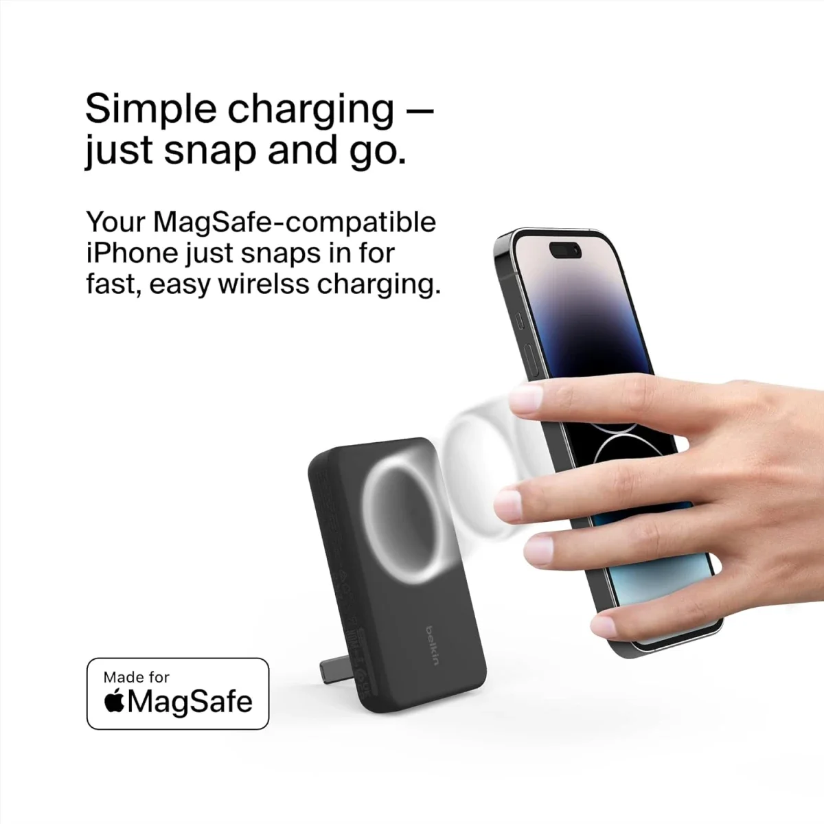 Belkin BoostCharge 5000mAh MagSafe Wireless Power Bank 7.5W with Kickstand - Black - Image 2