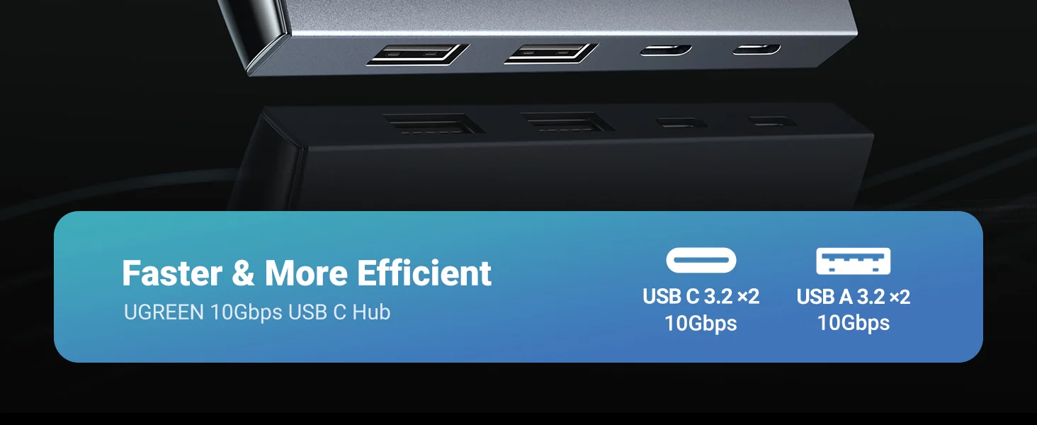 موزع USB-C Ugreen CM480 بسرعة 10Gbps و4 منافذ USB 3.2 مع 2 USB-C و2 USB-A - Image 10