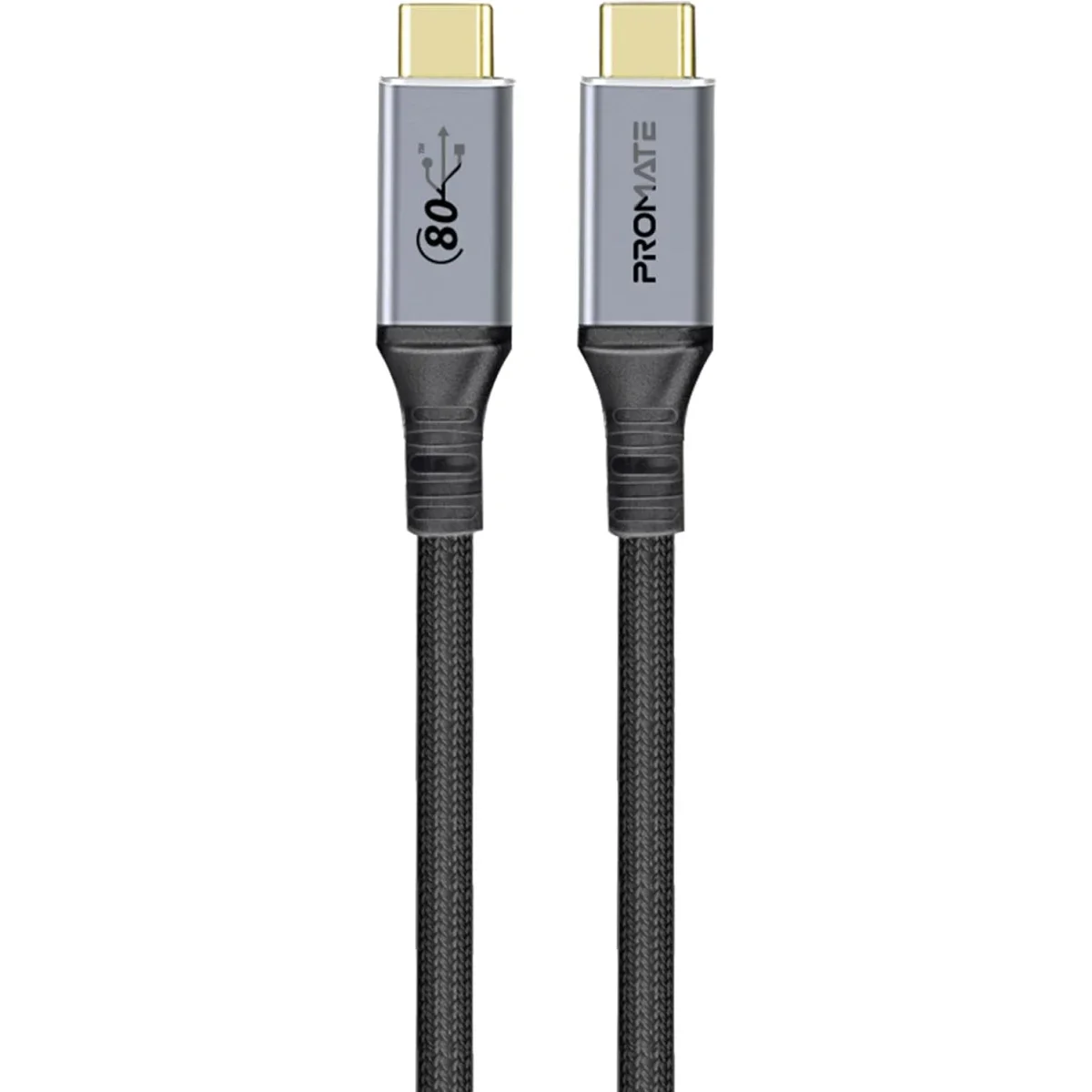 Promate PowerBolt5-80G Thunderbolt 5 USB4 USB-C to USB-C Cable 80Gbps 240W 1.2M Black - Thumbnail 2
