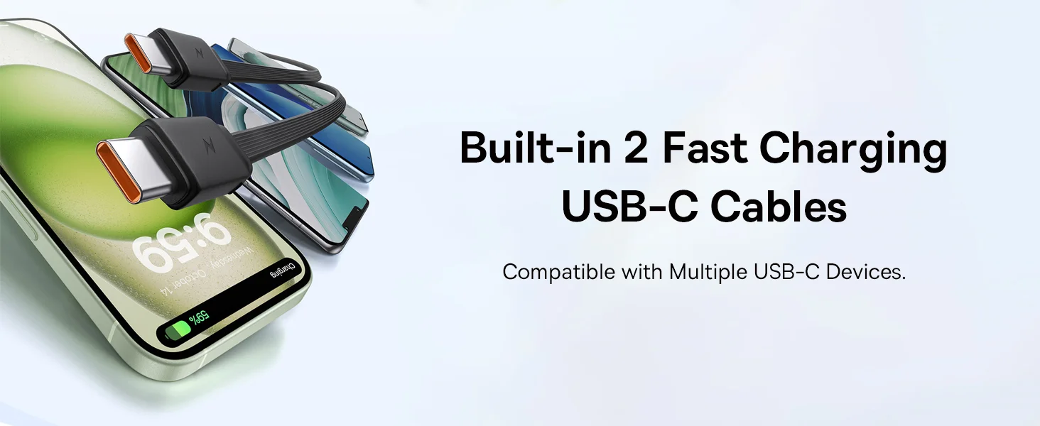 Baseus QPow2 10000mAh 30W Fast Charge Power Bank with Built-in Dual Type-C Cables - Black - Thumbnail 18