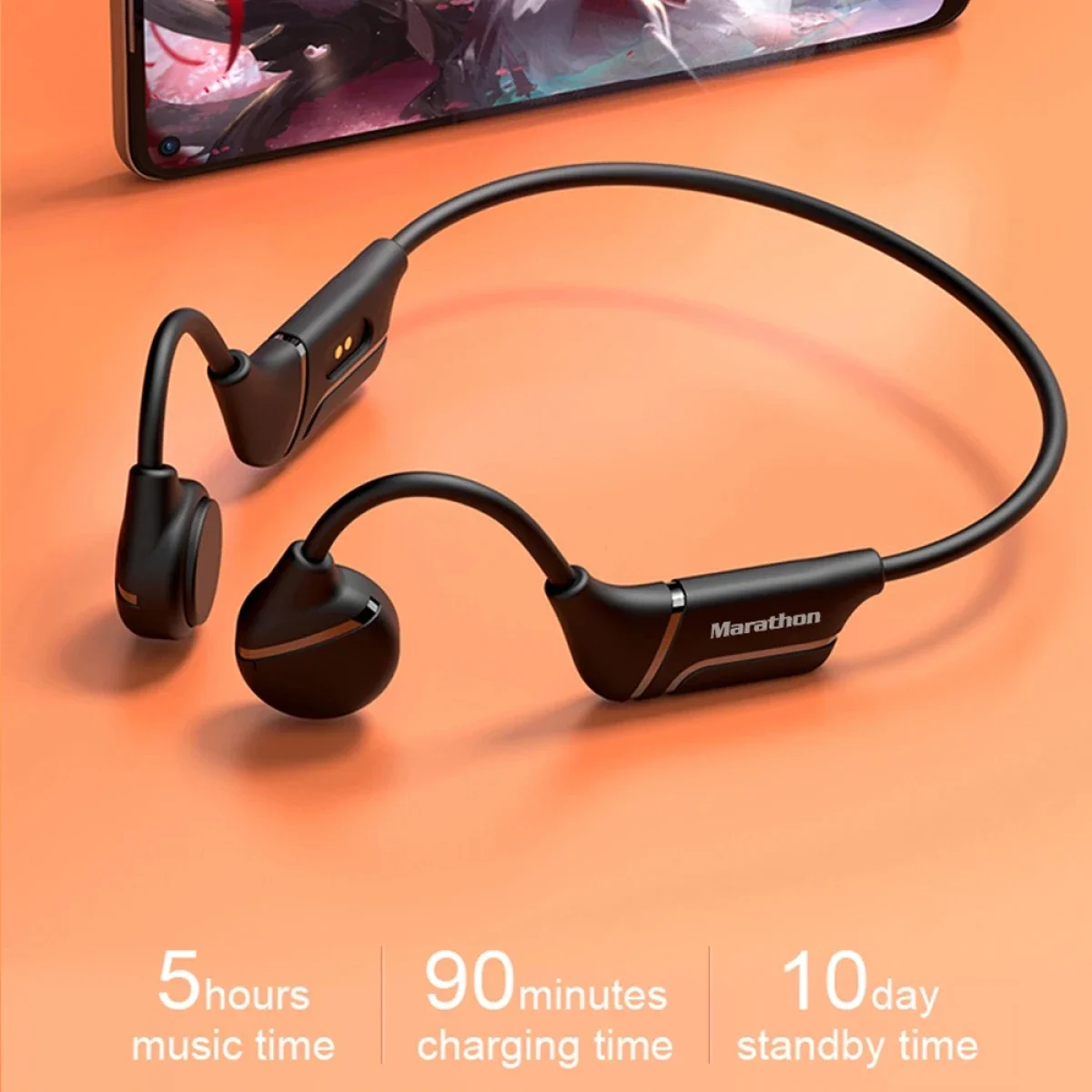WIWU Marathon MA1 Wireless Bone Conduction Headphones Bluetooth 5.0 Black - Image 4