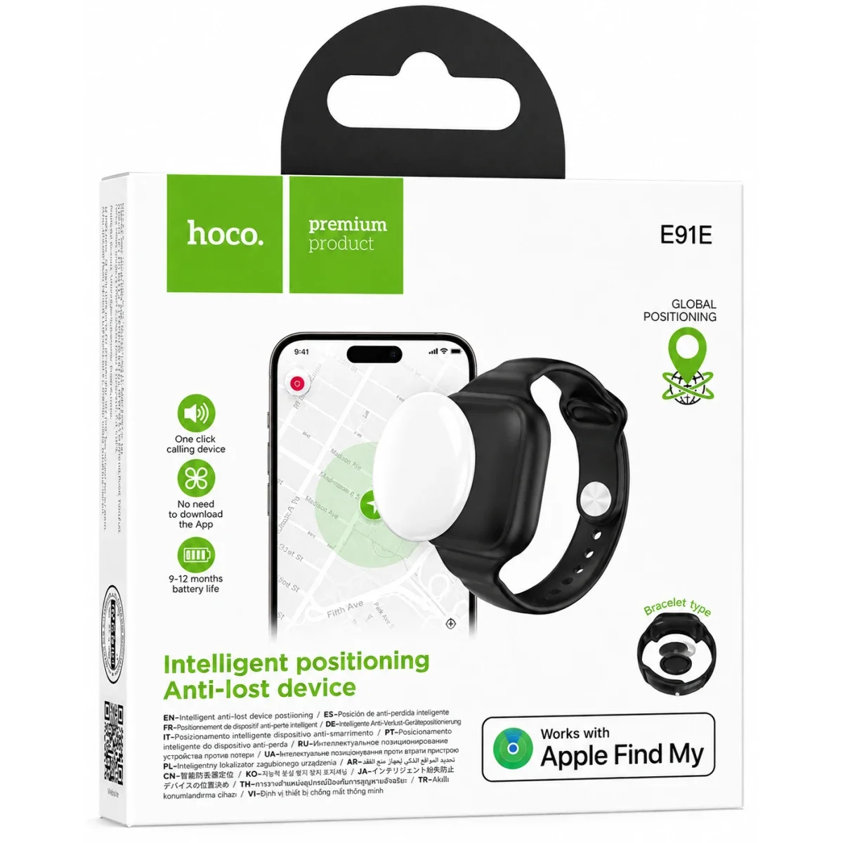 HOCO E91E Smart Anti-Lost Tracker Bracelet with Apple Find My - Black