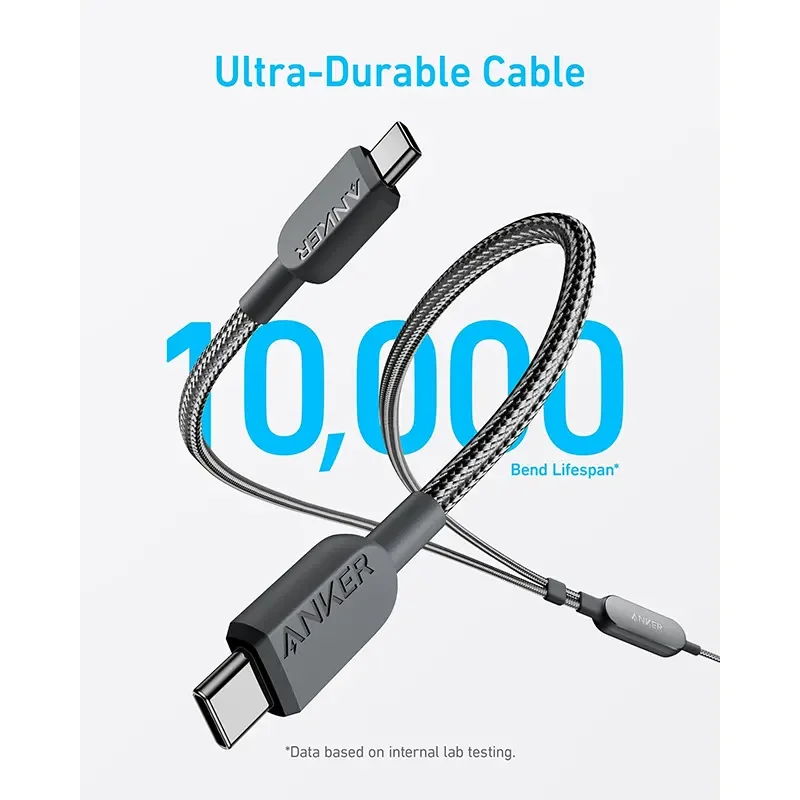 كابل شحن Anker A8895H12 USB-C اثنان في واحد 1.8 متر 140 واط أسود - Thumbnail 2